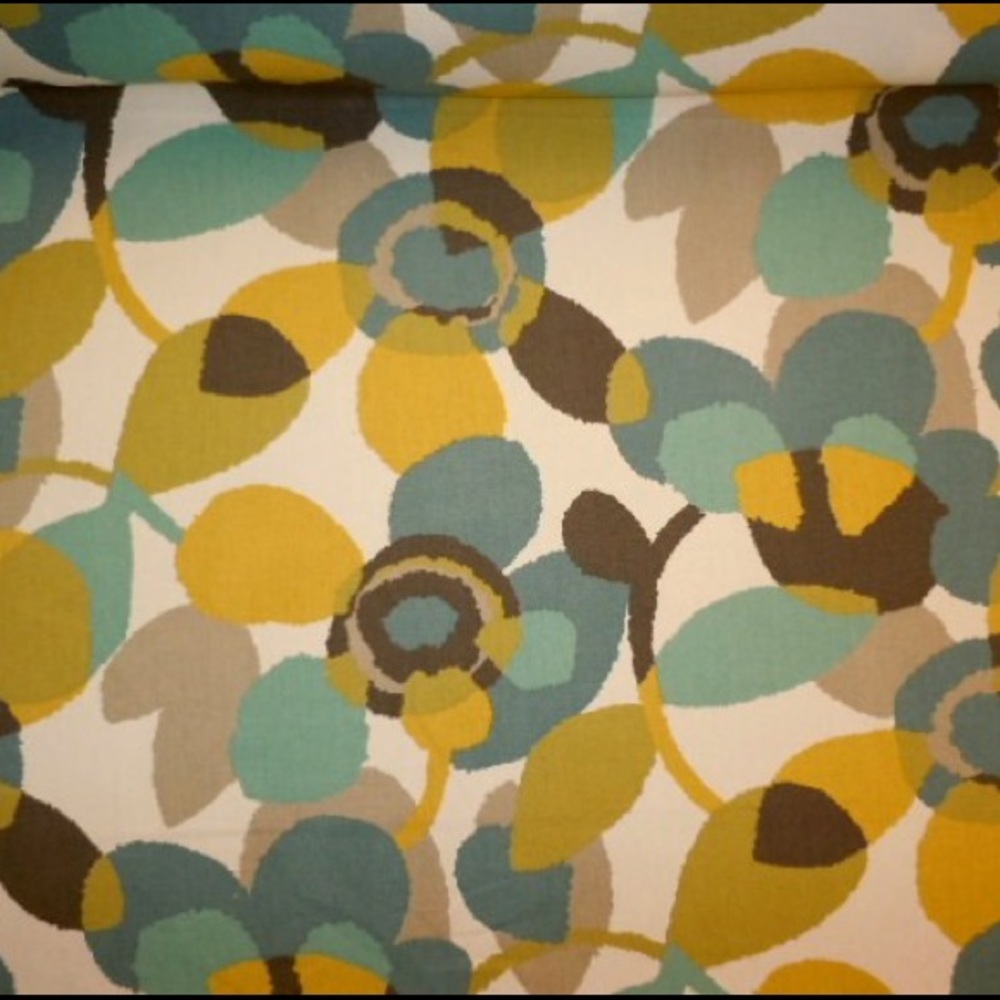 Modern Floral Teal Yellow Green Fabric